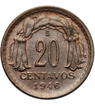 Chile, Republic.  20 Centavos 1946