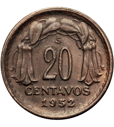 Chile, Republic.  20 Centavos 1952