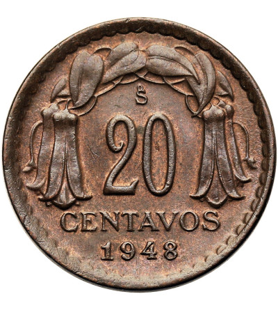 Chile, Republic.  20 Centavos 1948