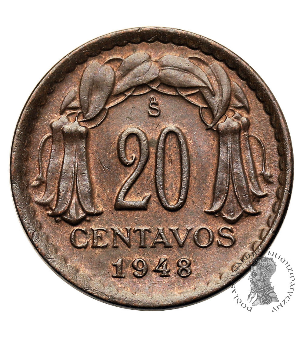Chile, Republic.  20 Centavos 1948