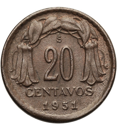 Chile, Republic.  20 Centavos 1951