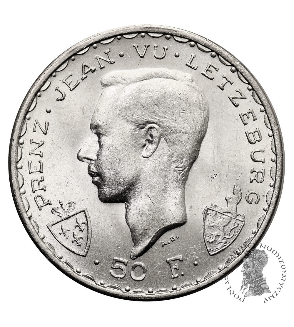 Luxembourg. 50 Francs 1946, 600th Anniversary of the Death of John the Blind at the Battle of Crécy