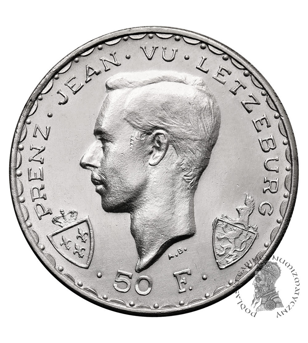 Luxembourg. 50 Francs 1946, 600th Anniversary of the Death of John the Blind at the Battle of Crécy