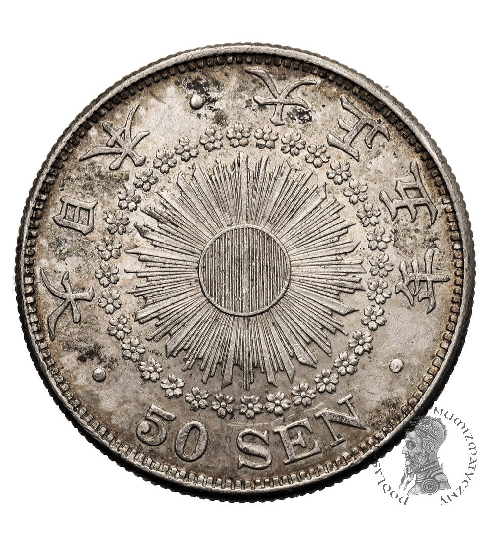 Japonia, Yashihito (Taisho), rok 1-45 / 1912-1926 AD. 50 Sen, rok 5 / 1916 AD