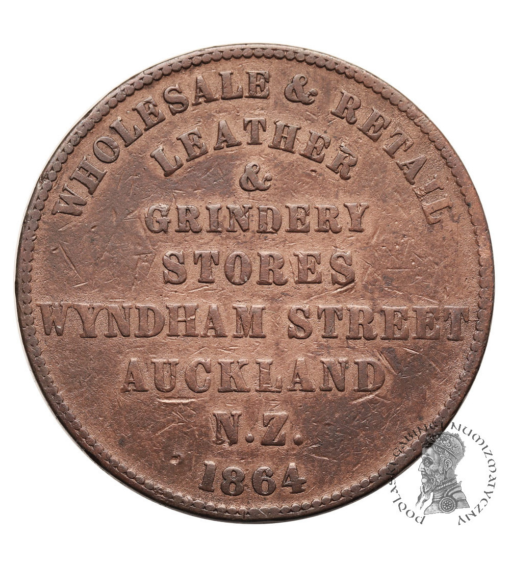 New Zealand, Auckland. 1 Penny Token 1864, B.Gittos Retail Store