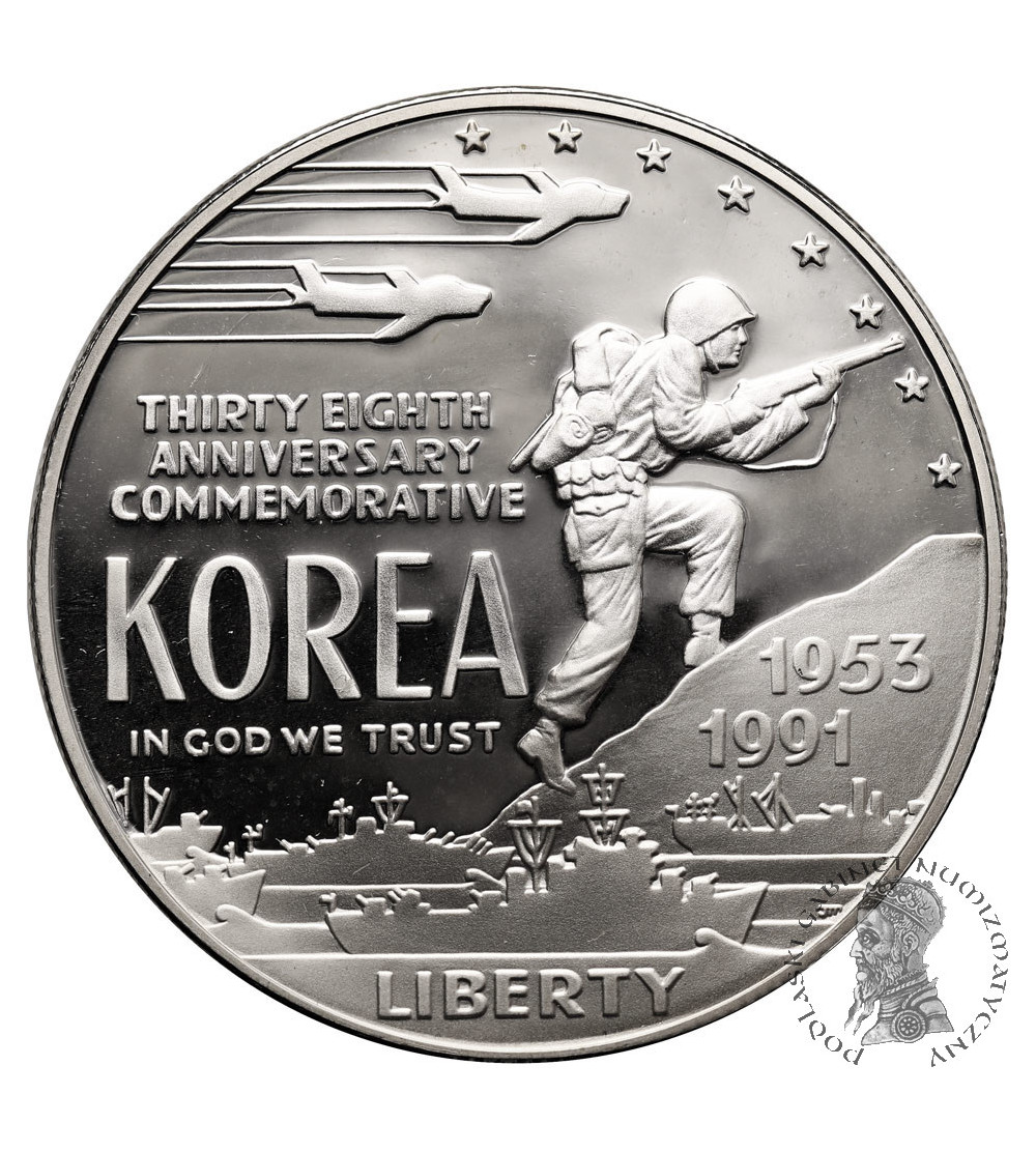 USA. 1 Dollar 1991 P, 38th Anniversary of the Korean War - Proof