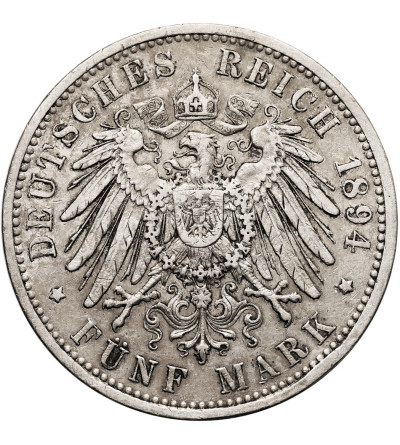 Germany. Prussia, Wilhelm II, 1888-1918. 5 Mark 1894 A