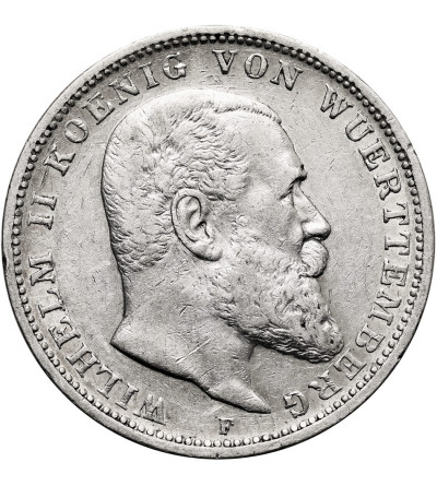 Germany. Württemberg, Wilhelm II, 1891-1918. 3 Mark 1909 F