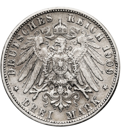 Germany. Württemberg, Wilhelm II, 1891-1918. 3 Mark 1909 F