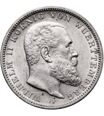 Germany. Württemberg, Wilhelm II, 1891-1918. 3 Mark 1909 F