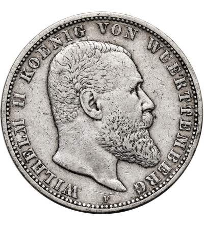 Germany. Württemberg, Wilhelm II, 1891-1918. 5 Mark 1899 F