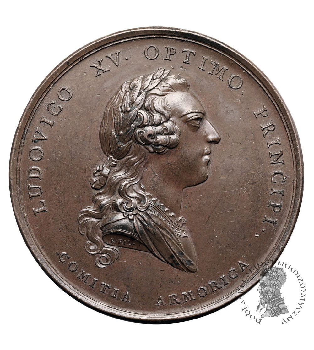 Francja, Ludwik XV, Ukochany (1715 - 1774). Medal 1758, za zwycięstwo nad Anglią w Saint-Cast