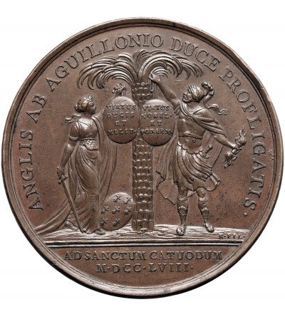 France, Louis XV, the Well-Beloved (1715 - 1774). Medal 1758, on the Victory over England at Saint-Cast