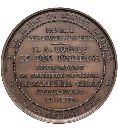 Algeria, Louis Philippe I (1830 - 1848). Medal 1839, Passage through the Iron Gates, Ferdinand Philippe d'Orleans