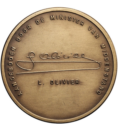 Belgia, Baudouin I / Baldwin I Koburg (1951-1993). Medal nadany L. Olivier przez Ministra Klas Średnich, MULLER