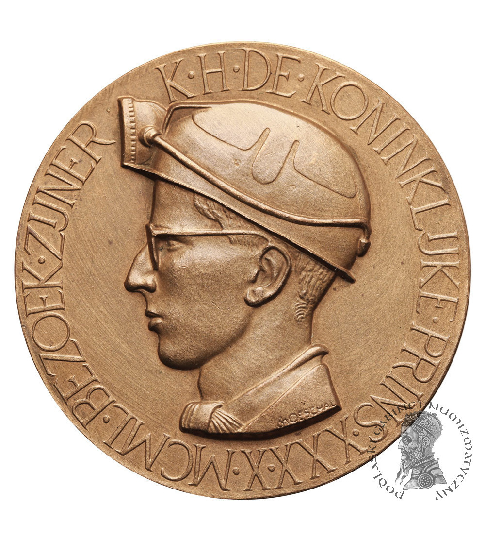 Belgia, Baudouin I / Baldwin I Koburg (1951-1993), Flandria. Medal 1950 na wizytę Księcia w Kopalni w Beringen