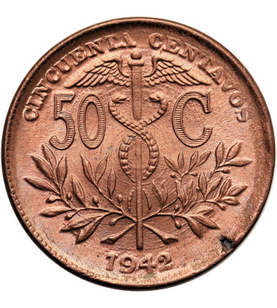 Bolivia. 50 Centavos (1/2 Boliviano) 1942