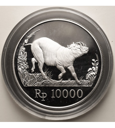 Indonezja. 10000 rupii 1987, Babirussa (seria: Dzika Przyroda) - Proof