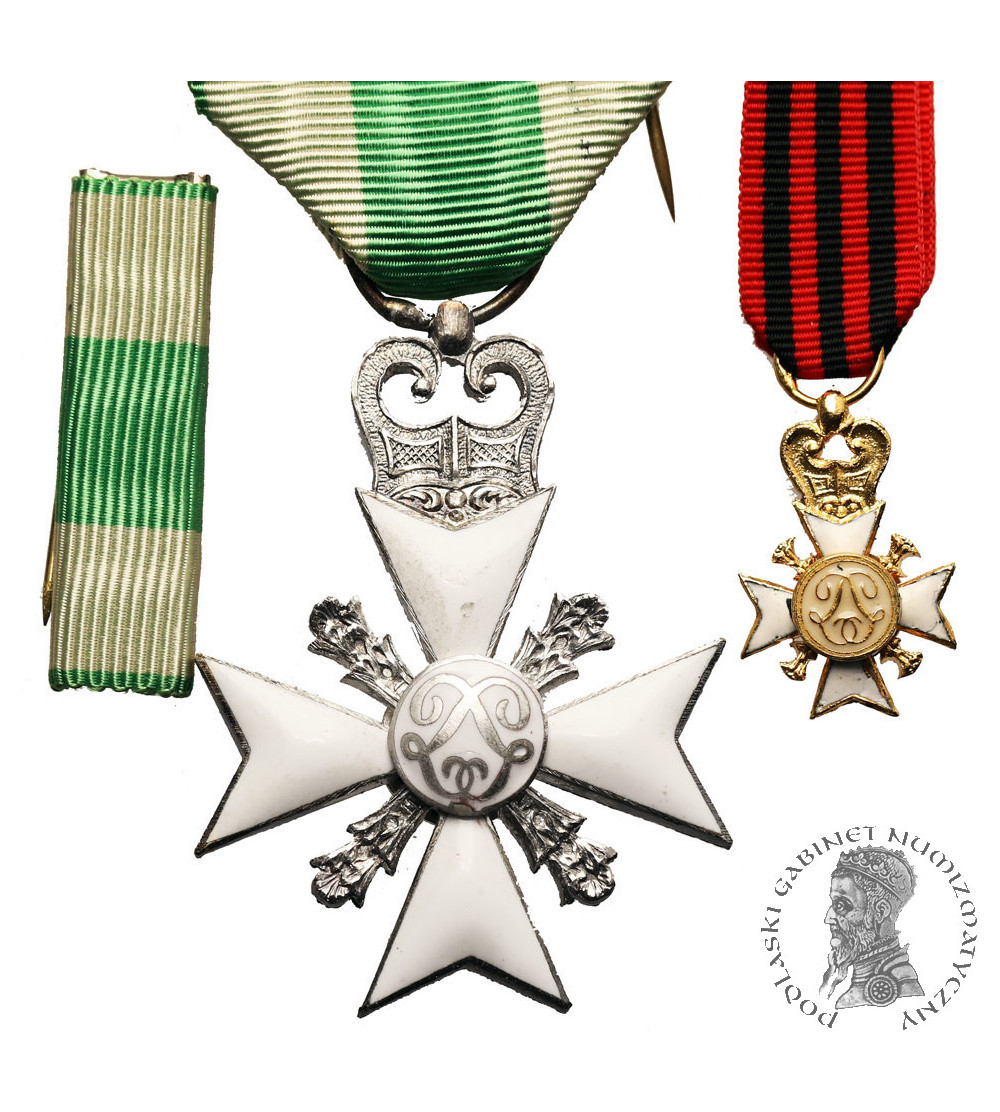 Belgium, Leopold II (1865-1909). Set of Gold and Silver Cross of Merit for Long Civil Service