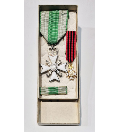 Belgium, Leopold II (1865-1909). Set of Gold and Silver Cross of Merit for Long Civil Service