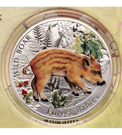 Niue. 1 Dollar 2014, Wild Boar, series: Forest Babies - Proof