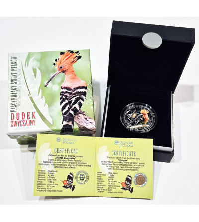 Niue. 1 Dollar 2014, Hoopoe, series: Fascinating World of Birds - Proof