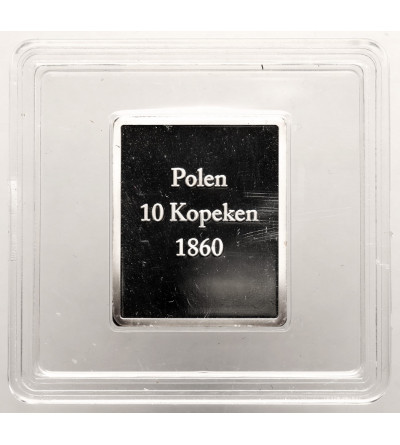 Plaquette / Bar, replica of postage stamp, 10 Kopeken 1860, Polen