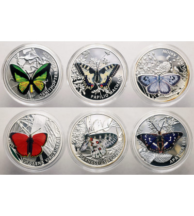 Niue / Belarus. Set of 6 coins from the Butterflies series - Proof