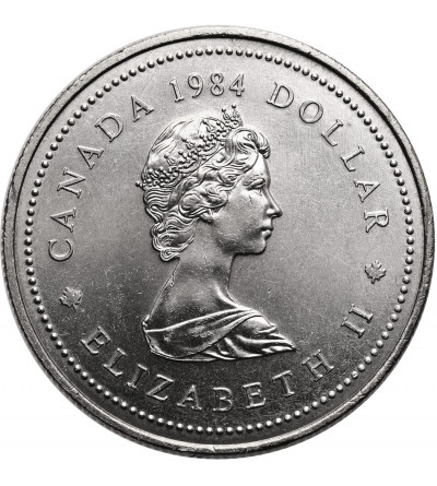 Kanada, Elżbieta II (1952-2022). 1 dolar 1984, 450 rocznica lądowania Jacquesa Cartiera na półwyspie Gaspe