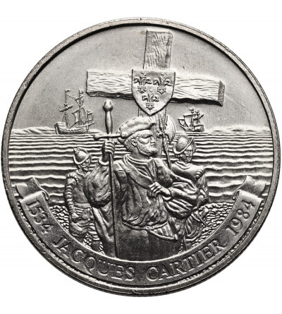 Kanada, Elżbieta II (1952-2022). 1 dolar 1984, 450 rocznica lądowania Jacquesa Cartiera na półwyspie Gaspe