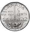 Canada. Medal 1951, replica coin 5 Cents 1951, Centenary of insulation and "Nickel" element designation, Sudbury