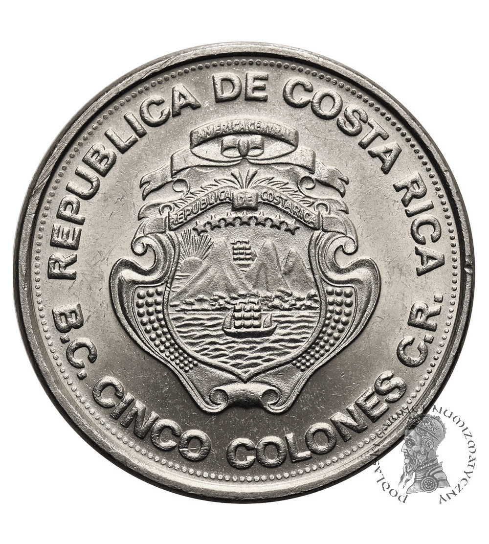Costa Rica. 5 Colones 1975, 25th Anniversary of the Central Bank