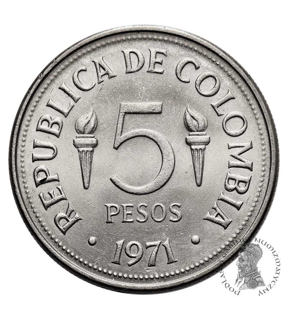 Colombia. 5 Pesos 1971, VI Pan-American Games in Cali