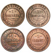Russia, Nicholas II (1894-1917). Set of 4 x 1 Kopek 1909, 1911, 1912, 1915, St. Petersburg