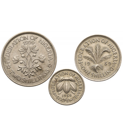 Nigeria, Elizabeth II (1952-1963). Set of 6 Pence, 1 Shilling, 2 Shillings 1959