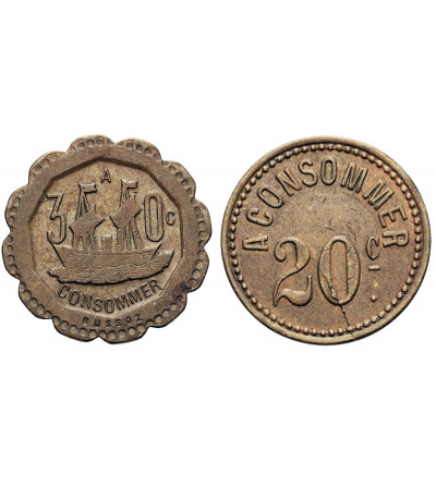 France. Amusement Tokens 20, 30 Centimes, no date (1902-1937), CONSOMMER
