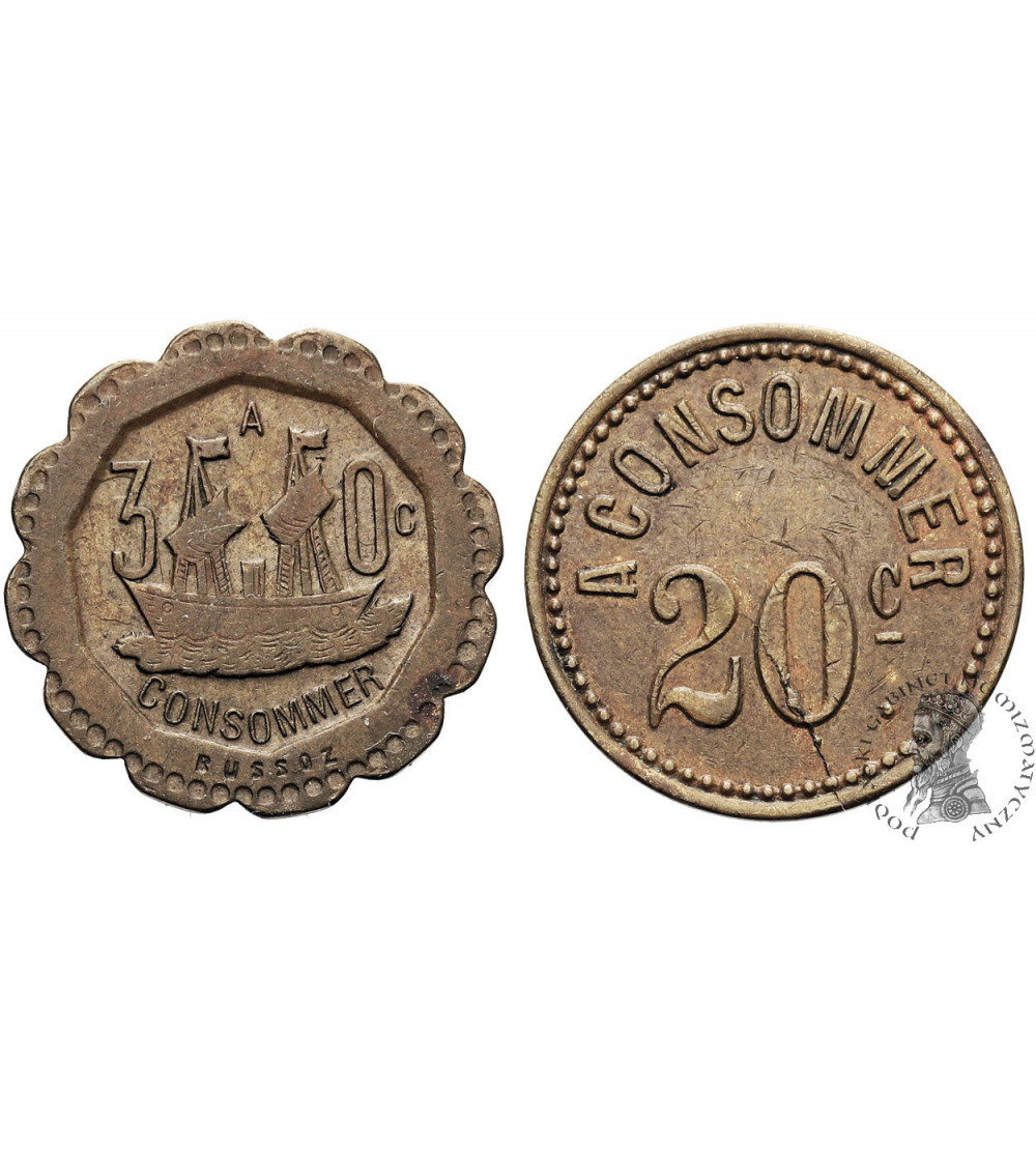 France. Amusement Tokens 20, 30 Centimes, no date (1902-1937), CONSOMMER