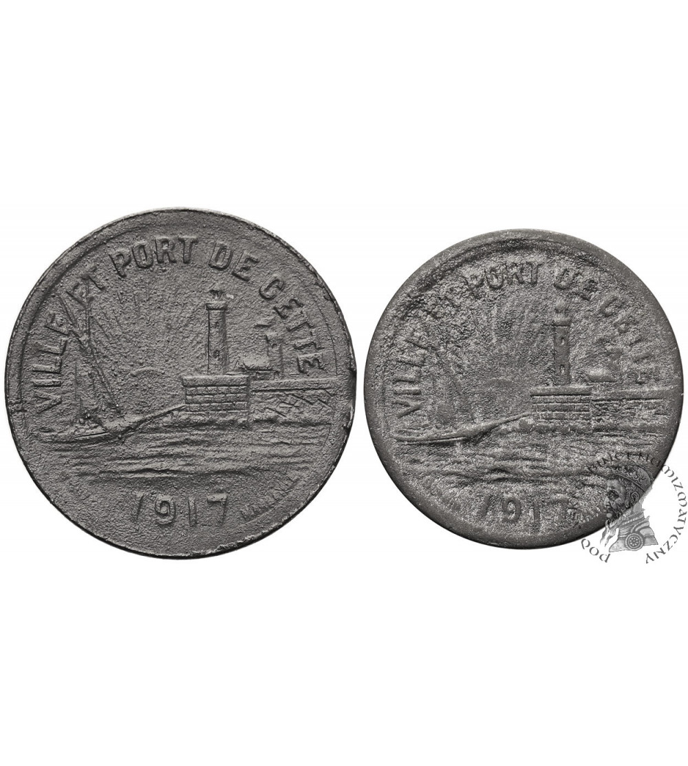 France, Commune de Cette / Sète. Tokens 5, 10 Centimes 1917, VILLE ET PORT DE CETTE / A.A & Cie France, Commune de Cette / Sète. Tokens 5, 10 Centimes 1917, VILLE ET PORT DE CETTE / A.A & Cie