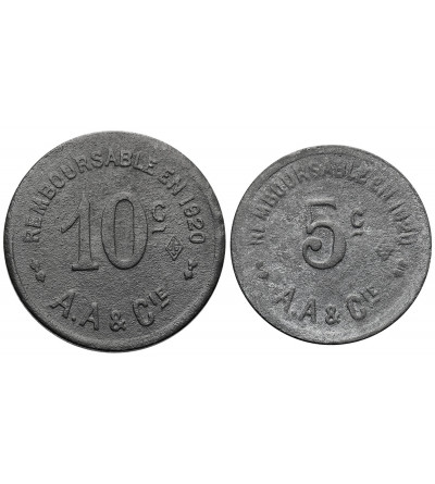 France, Commune de Cette / Sète. Tokens 5, 10 Centimes 1917, VILLE ET PORT DE CETTE / A.A & Cie