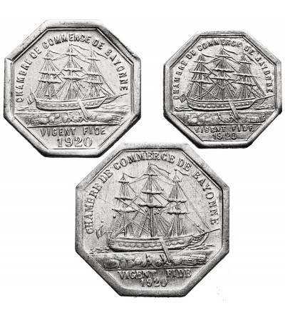 Francja. Monety zastępcze, 10, 25, 50 Centimes 1920, Chambre de Commerce - Bayonne