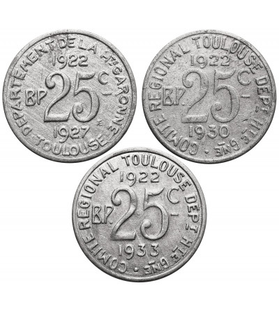 France. Emergency money, 25 Centimes  1922 / 1927, 1930, 1933, Union Latine Comité du Sud Ouest - Toulouse