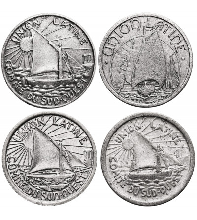 France. Emergency money, 5 Centimes 1922 / 1927, 1930, 1930, 1933, Union Latine Comité du Sud Ouest - Toulouse