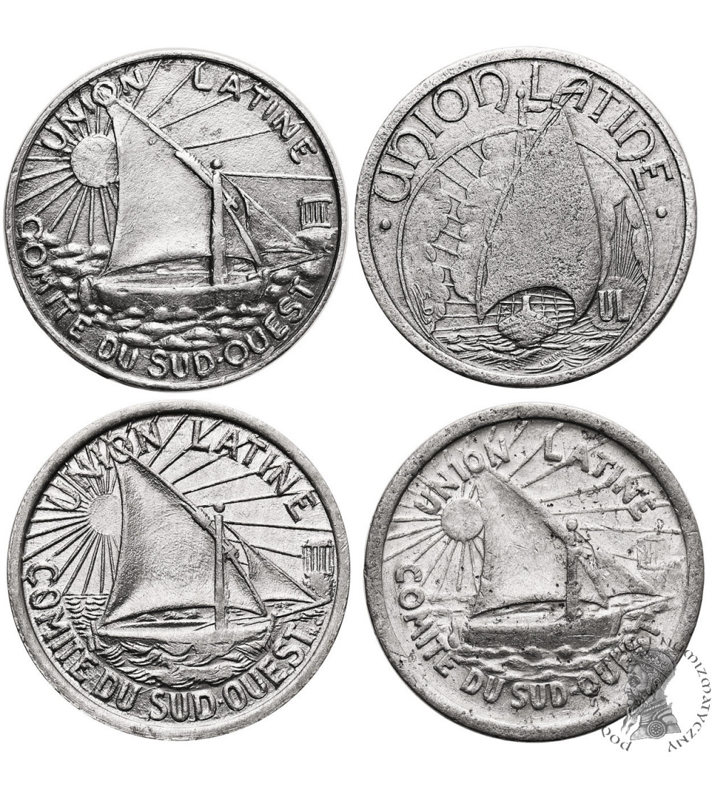 France. Emergency money, 5 Centimes 1922 / 1927, 1930, 1930, 1933, Union Latine Comité du Sud Ouest - Toulouse