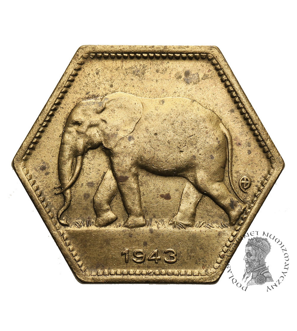 Belgian Congo, Leopold III (1934-1951). 2 Francs 1943