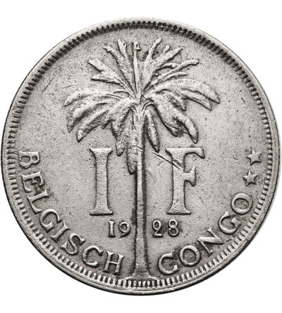 Belgian Congo, Albert I (1909-1934). 1 Franc 1928, BELGISCH CONGO