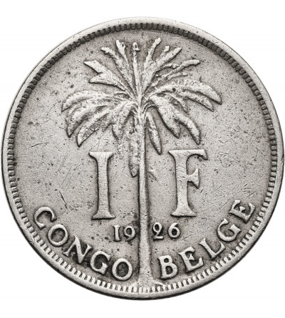 Belgian Congo, Albert I (1909-1934). 1 Franc 1926, CONGO BELGE