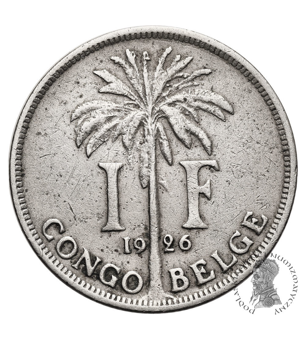 Kongo Belgijskie, Albert I (1909-1934). 1 frank 1926, CONGO BELGE