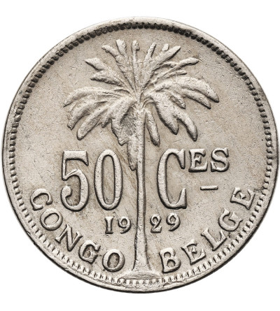 Belgian Congo, Albert I (1909-1934). 50 Centimes 1929, CONGO BELGE