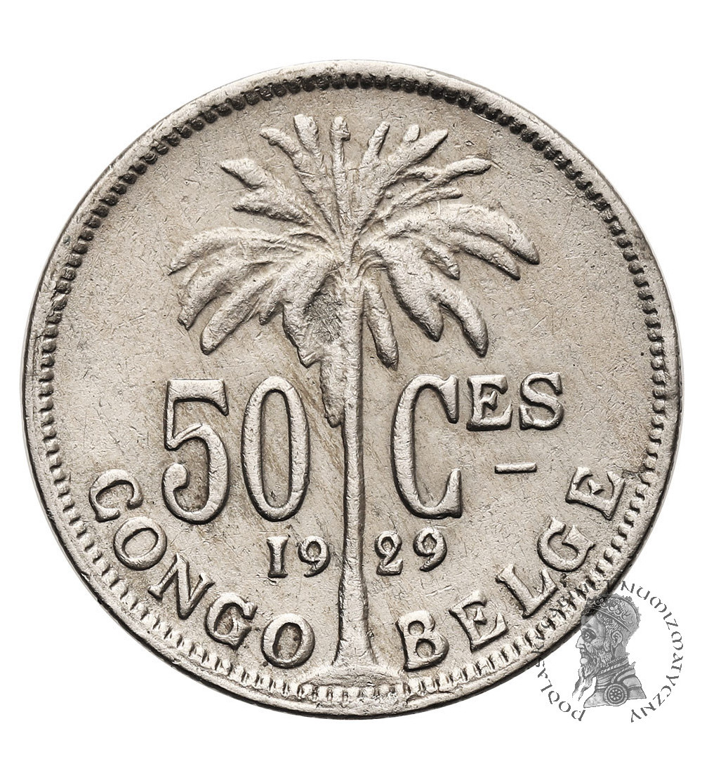 Kongo Belgijskie, Albert I (1909-1934). 50 Centimes 1929, CONGO BELGE
