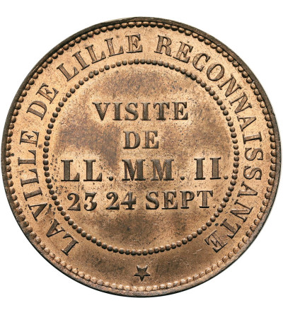 Francja, Napoleon III (1852-1870). 10 Centimes 1853, upamiętniające wizytę Napoleona III w Lille